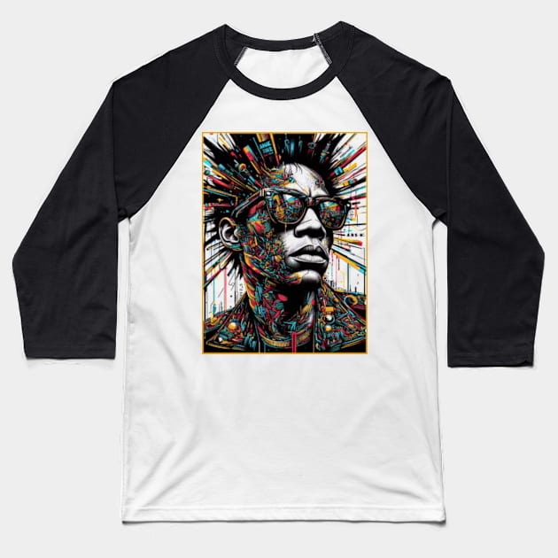 Abstract portrait of Jean Michel Basquiat Baseball T-Shirt by StyleTops